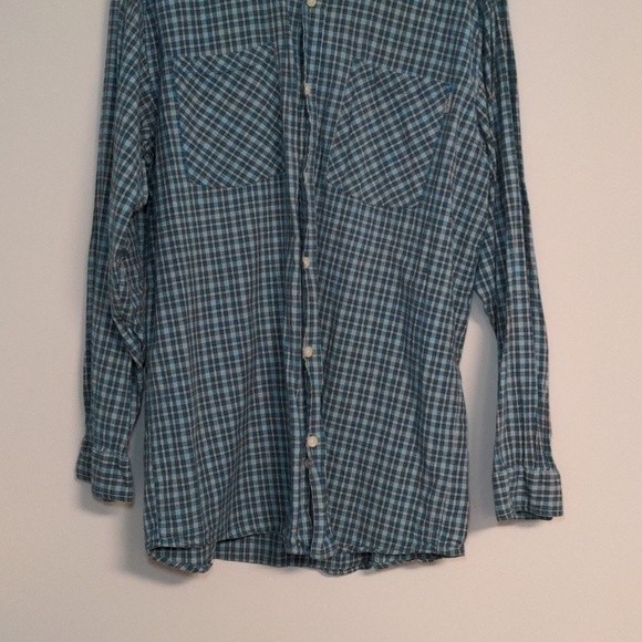 Men's Carhartt Blue Plaid Button Down Collared Long Sleeve Shirt Size Large - Picture 4 of 13